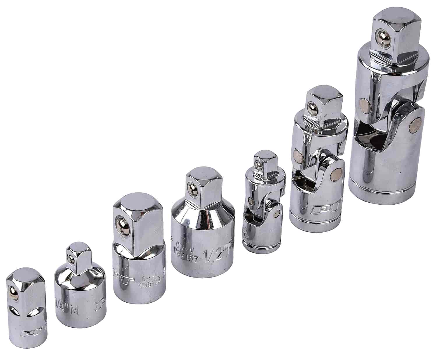 Socket Adapter and U-Joint Socket Set,  1/4 in., 3/8 in. & 1/2 in. Drives [7-Piece]