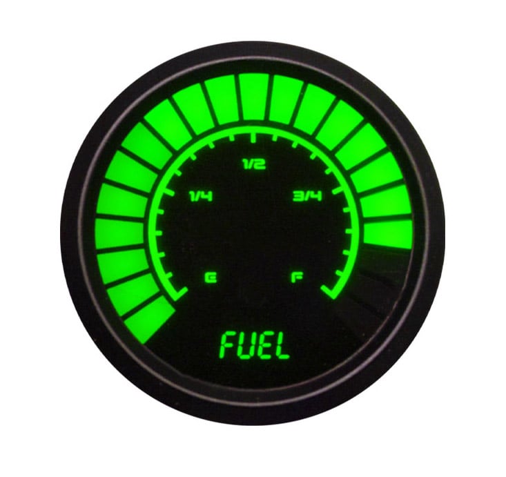 LED Analog Bar graph Fuel Level Gauge with Black Bezel [Green]