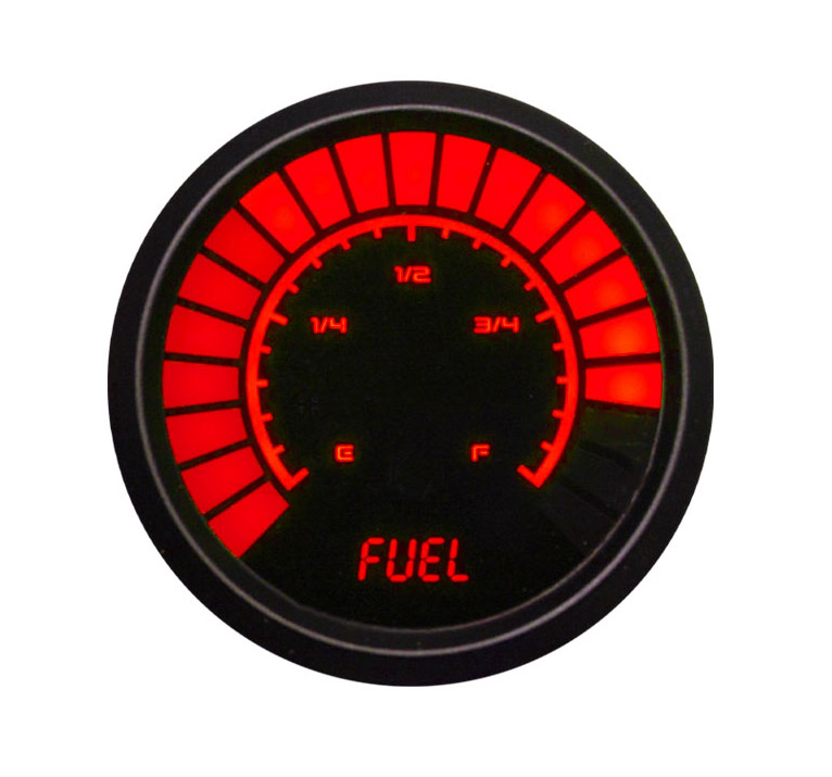 LED Analog Bar graph Fuel Level Gauge with Black Bezel [Red]