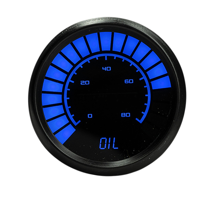 LED Analog Bar graph Oil Pressure Gauge with Black Bezel [Blue]