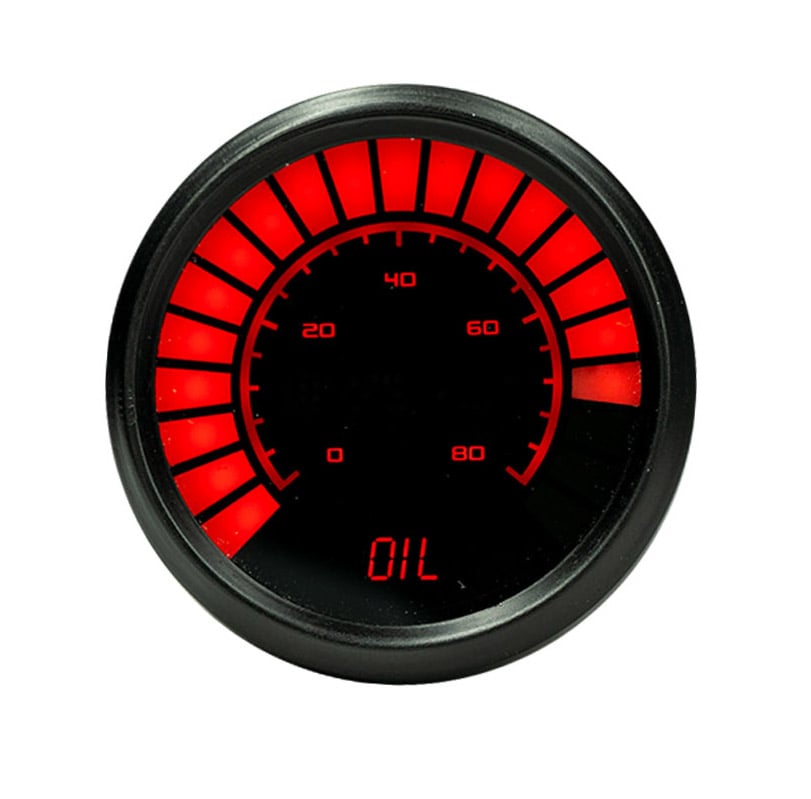 LED Analog Bar graph Oil Pressure Gauge with Black Bezel [Red]