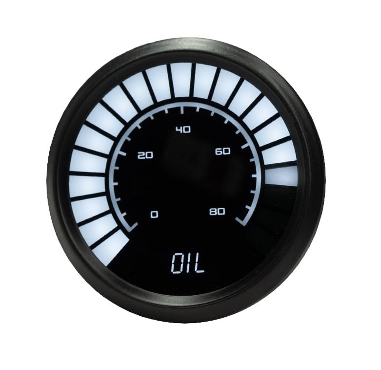 LED Analog Bar graph Oil Pressure Gauge with Black Bezel [White]