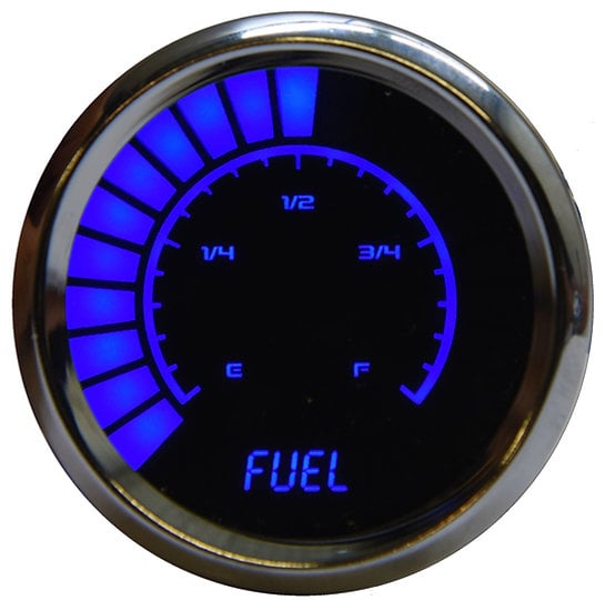 LED Analog Bar graph Fuel Level Gauge with Chrome Bezel [Blue]