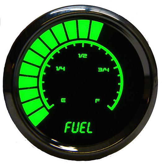 LED Analog Bar graph Fuel Level Gauge with Chrome Bezel [Green]