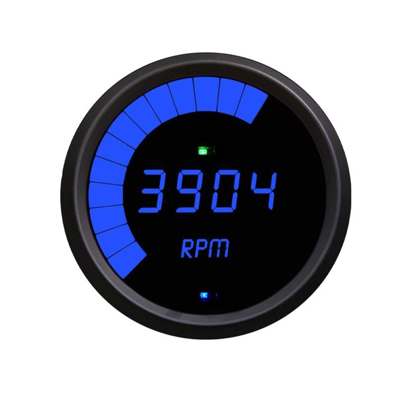 3-3/8 in. LED Digital Master Tachometer w/Black Bezel 0-9,999 rpm [Blue]