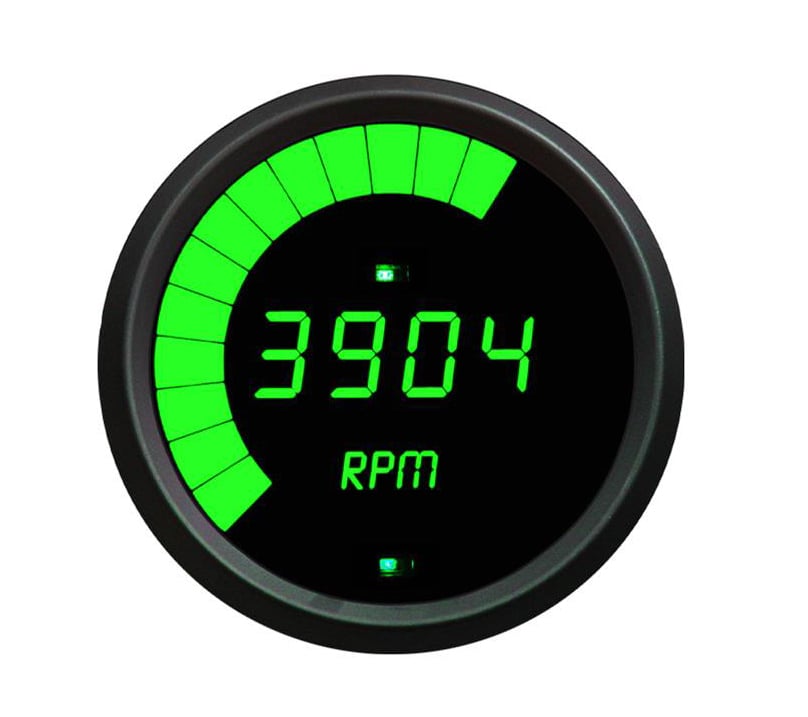 3-3/8 in. LED Digital Master Tachometer w/Black Bezel 0-9,999 rpm [Green]