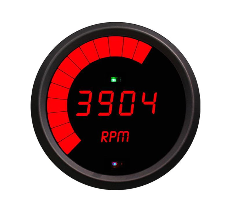 3-3/8 in. LED Digital Master Tachometer w/Black Bezel 0-9,999 rpm [Red]