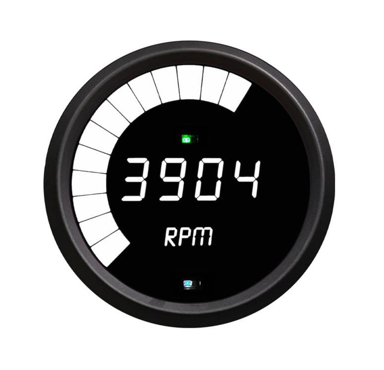 3-3/8 in. LED Digital Master Tachometer w/Black Bezel 0-9,999 rpm [White]
