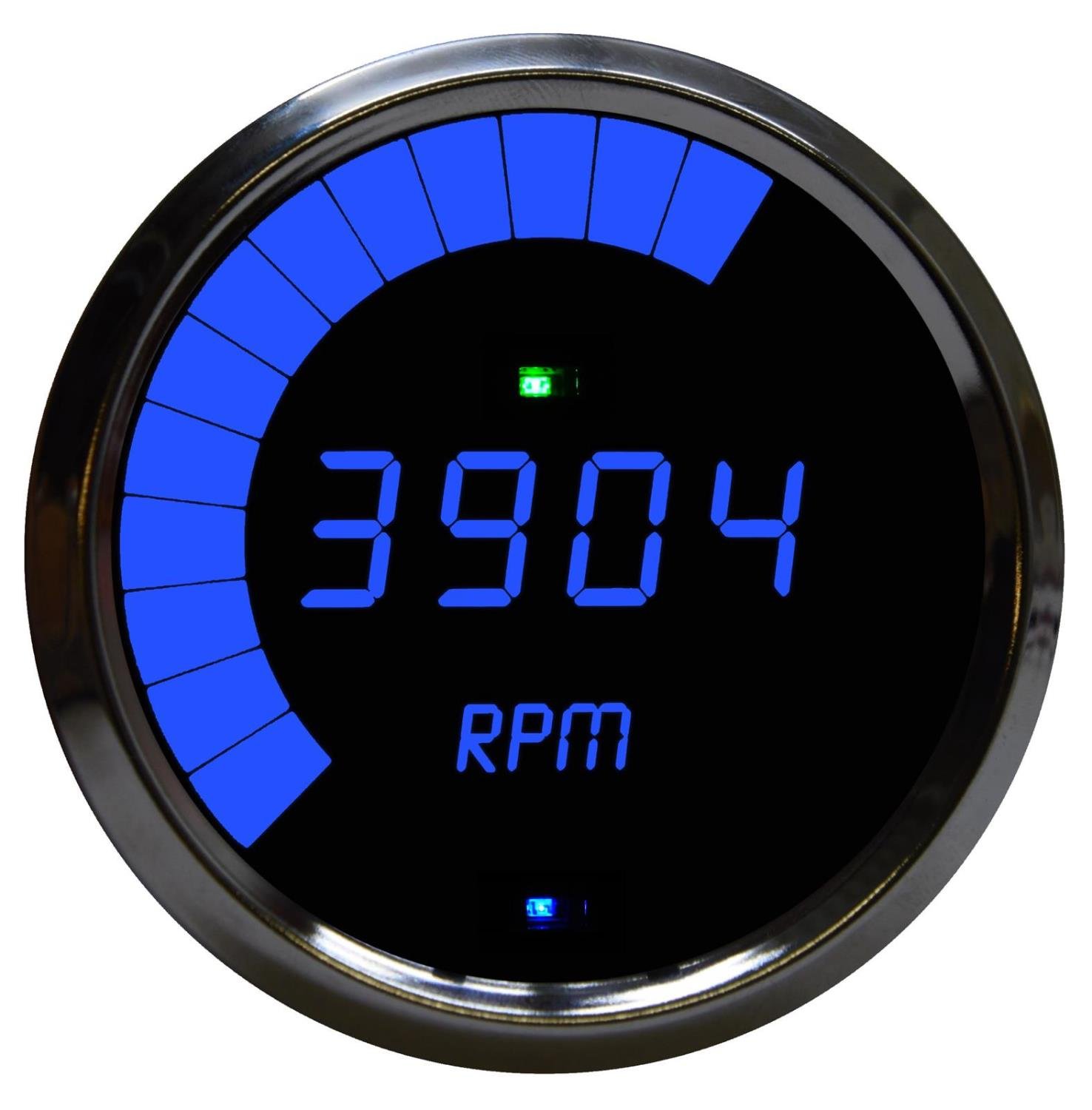 3-3/8 in. LED Digital Master Tachometer w/Chrome Bezel 0-9,999 rpm [Blue]
