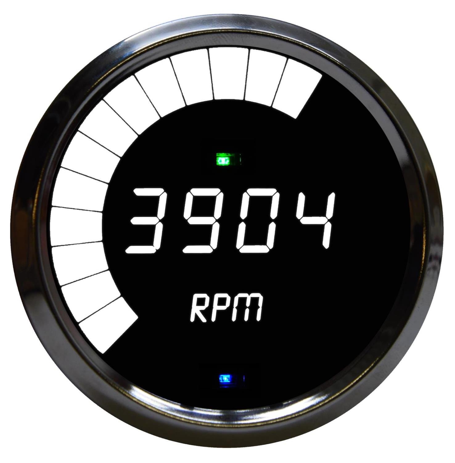 3-3/8 in. LED Digital Master Tachometer w/Chrome Bezel 0-9,999 rpm [White]