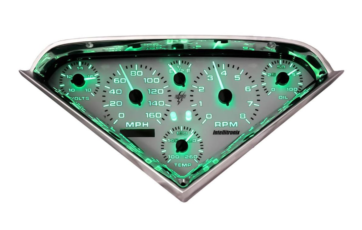 Direct-Fit Analog Gauge Panel wWhite Faceplate for 1955-1959 Chevy Truck [Green]