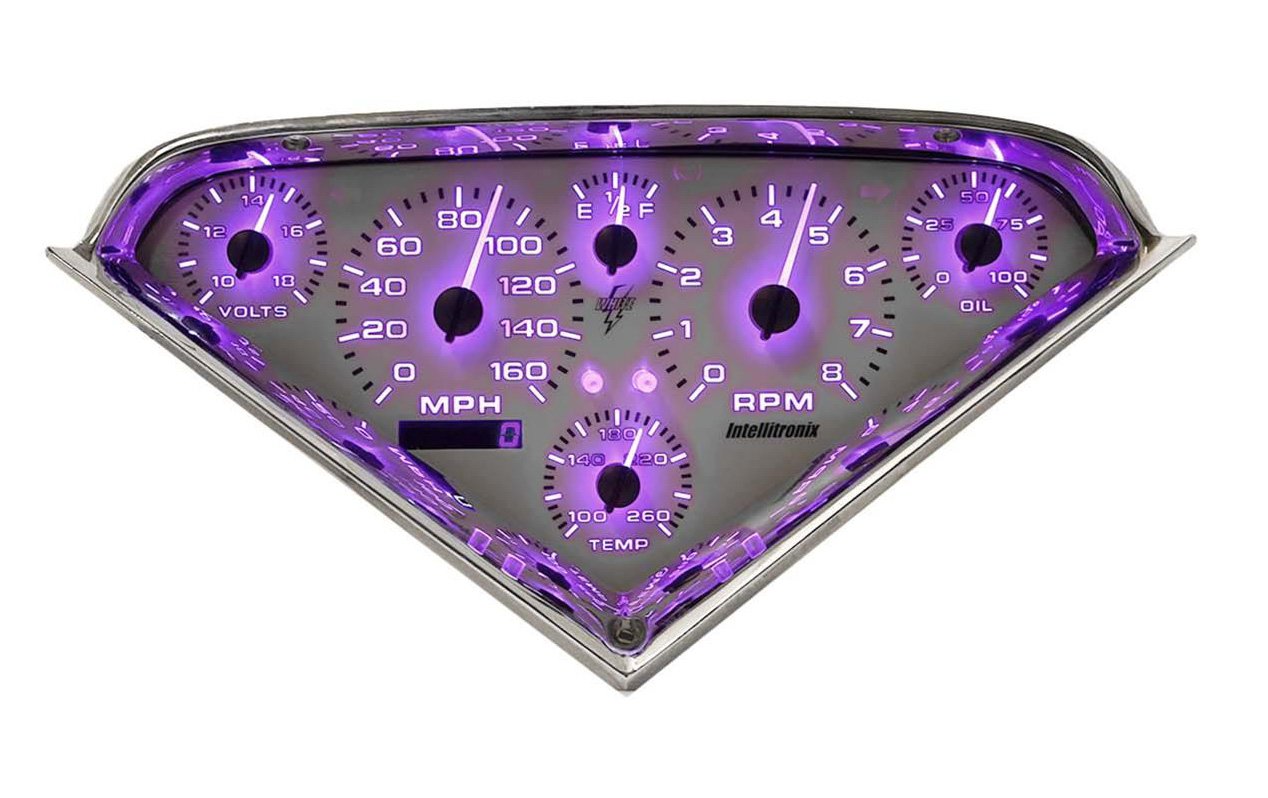 Direct-Fit Analog Gauge Panel wWhite Faceplate for 1955-1959 Chevy Truck [Purple]
