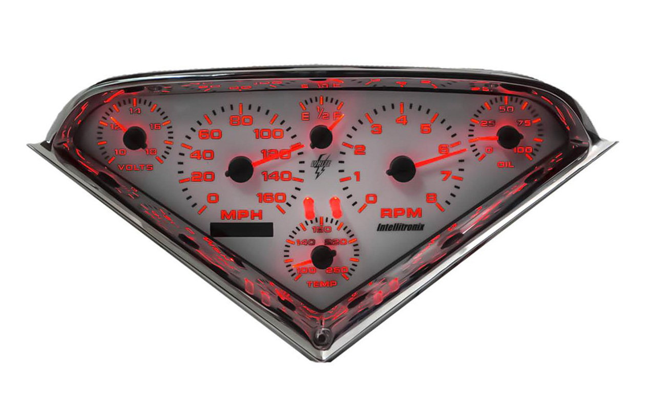 Direct-Fit Analog Gauge Panel wWhite Faceplate for 1955-1959 Chevy Truck [Red]