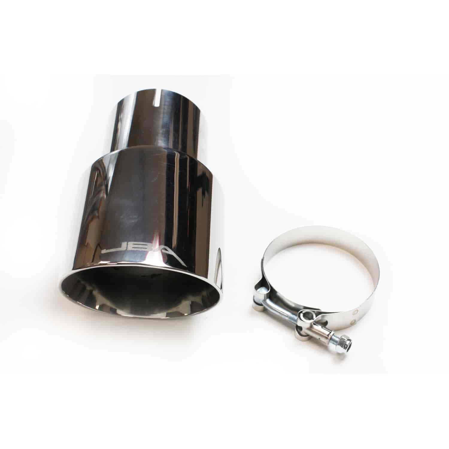JBA Performance Exhaust 12-08272 3? x 4? x 7 1/4? Double Wall Polished S/S Chrome Tip - Clamp on
