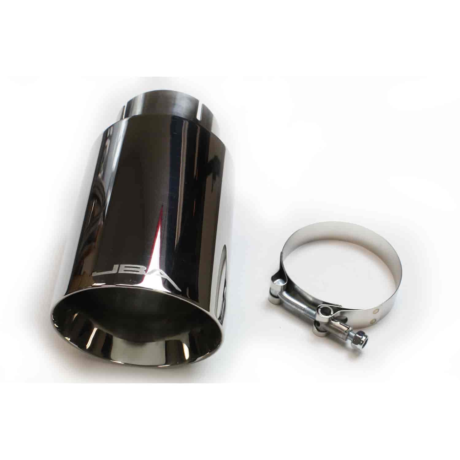 JBA Performance Exhaust 12-08282 2.5? x 4.5? x 8 1/4? Double Wall Polished S/S Chrome Tip - Clamp on