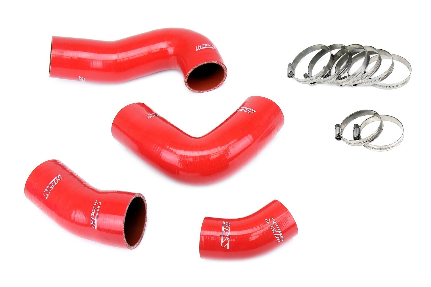 57-1949-RED Intercooler Hose Kit, 4-Ply Reinforced Silicone, Replaces Rubber Intercooler Hoses