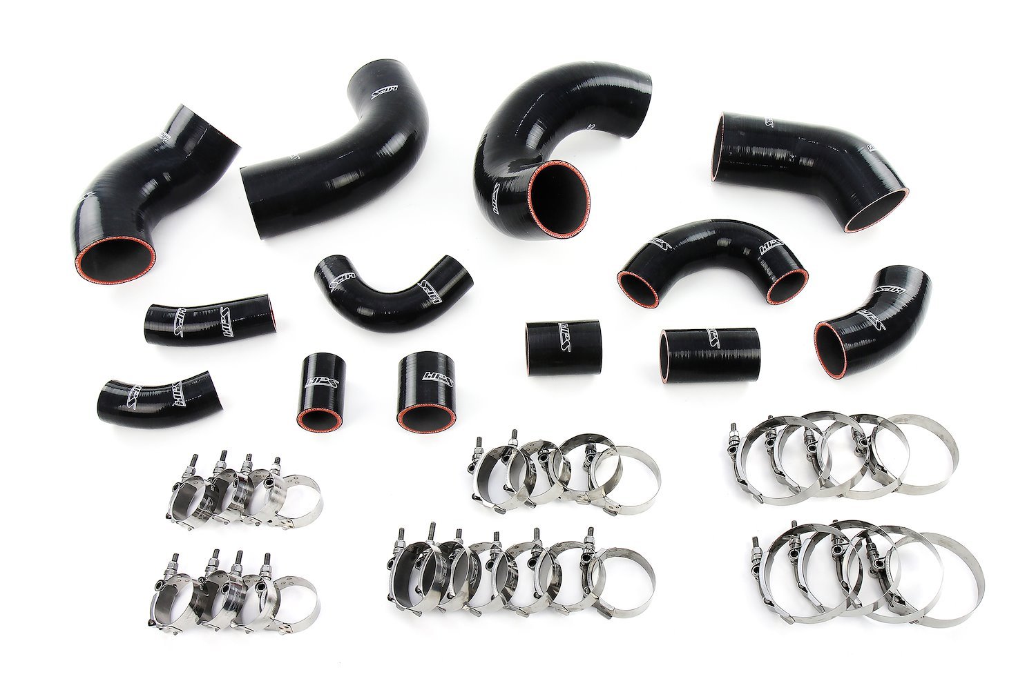 57-2097-BLK Intercooler Hose Kit, 4-Ply Reinforced Fluorolined Silicone, Replaces Rubber Intercooler Hoses