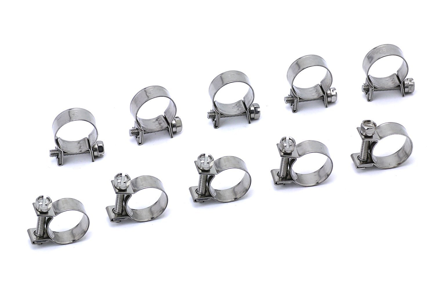 FIC-6x10 Fuel Injection Hose Clamp, 10 Stainless Steel Small Hose Clamps, SAE Size 8, 1/4 in. - 5/16 in. (6 mm-8 mm)