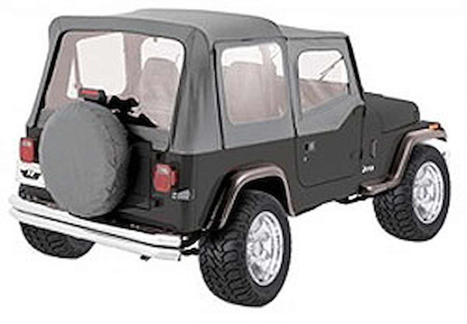 COMPLETE TOP FRAME AND HARDWARE 87-95 JEEP WRANGLER WITH SOFT UPPER DOORS GRAY DENIM
