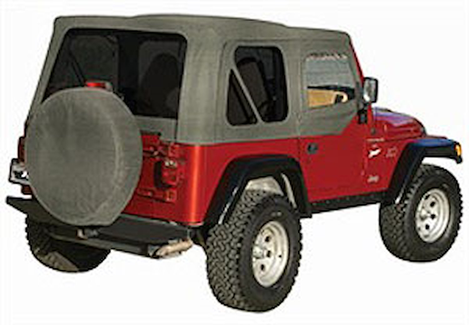COMPLETE TOP FRAME AND HARDWARE W/TINTED WINDOWS 87-95 JEEP WRANGLER WITH SOFT UPPER DOORS GRAY DENIM