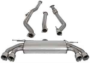 Cat-Back Exhaust System 3 in. Tubing Dual Split Rear Exit Incl. 304 SS Muffler 4 Brushed Stainless Exhaust Tip Mandrel Bent