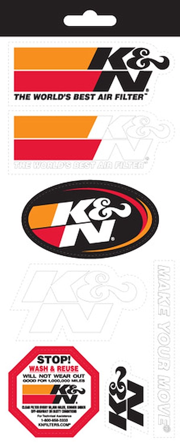 K&N Decal Sticker Sheet 4-1/2" x 10-1/2"