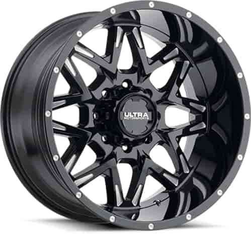 Ultra 254 Carnivore Gloss Black with Milled Dimples Wheel 22" x 12"