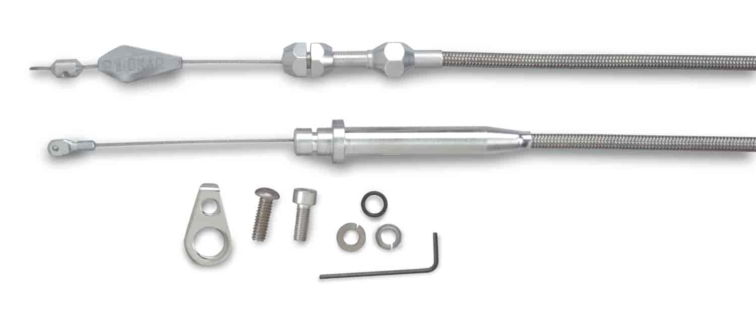 Chrysler TF-727 Tuned Port Stainless Steel Kickdown Cable Kit Brushed Aluminum Fittings and Ferrule