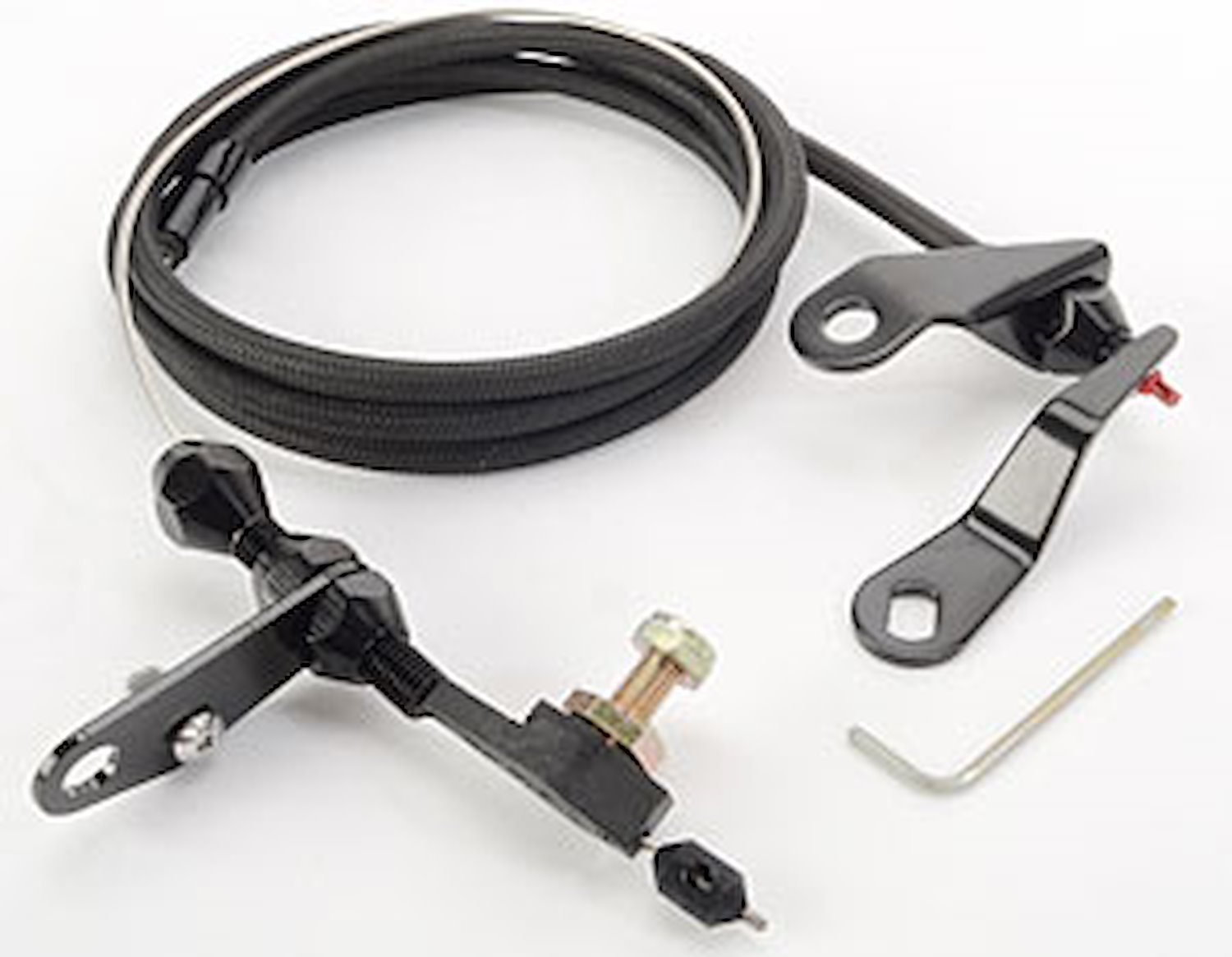 Ford C4 Transmission Kickdown Cable Kit Black Anodized Aluminum Fittings and Ferrule