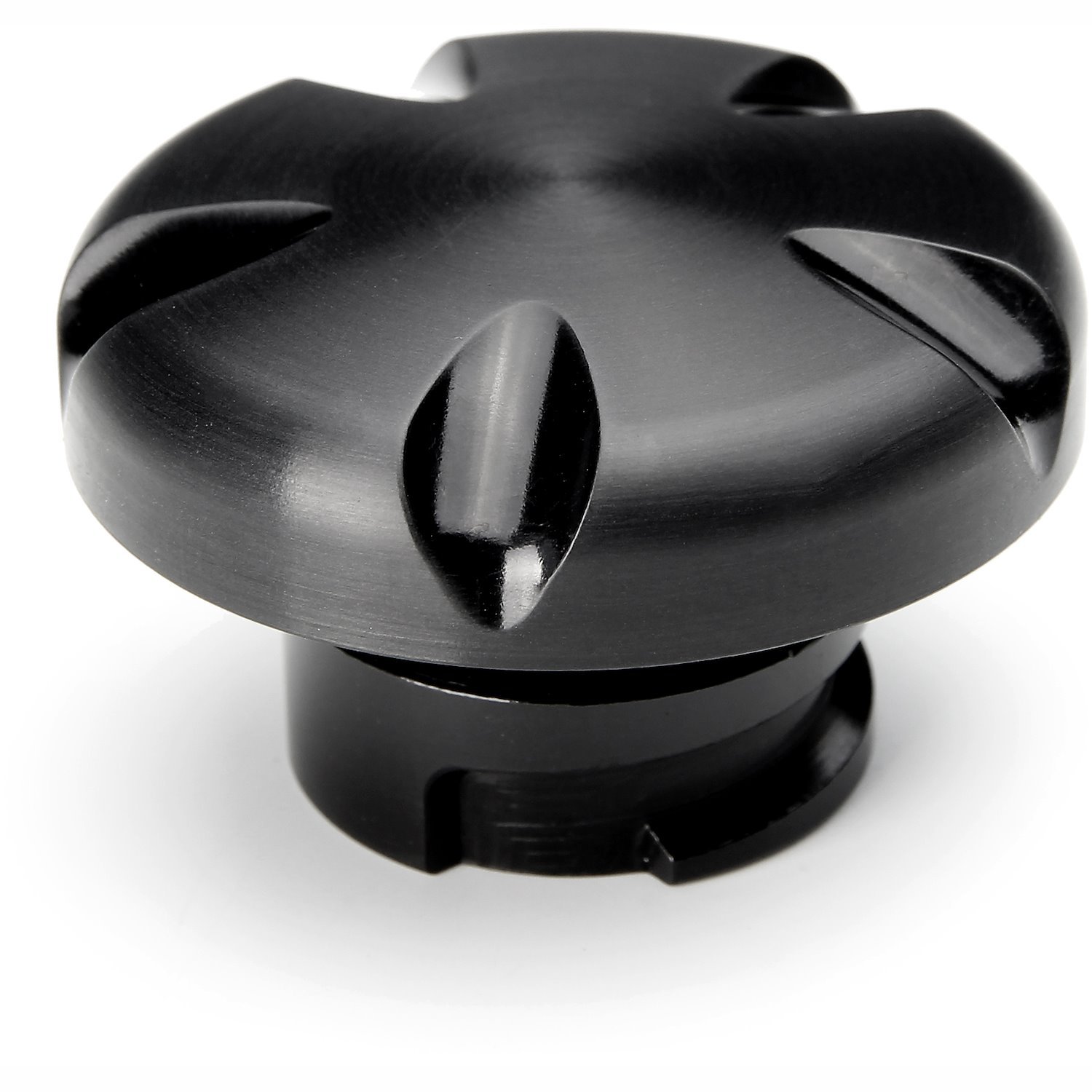 Billet Aluminum Oil Cap for GM LS Engines [Grooved, Black Anodized]