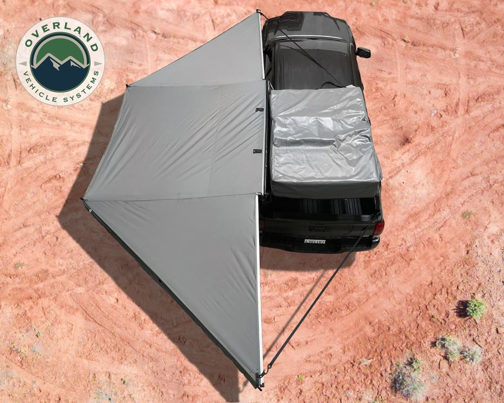 Nomadic Awning 180 - Dark Gray Cover With Black Transit Cover & Brackets