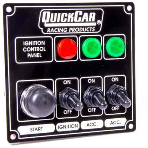 ICP - Ignition Switch 2 Acc. Switch Start Button & 3 Pilot Lights Black