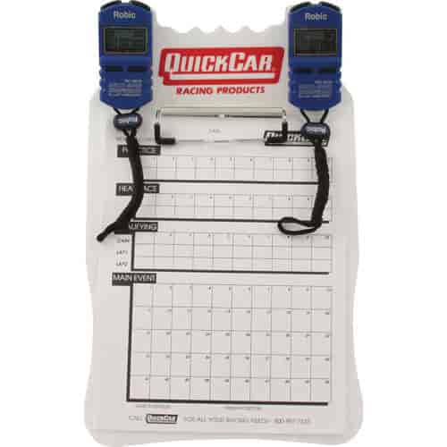 Clipboard Timing System White Red Board with blue watches 505 watch
