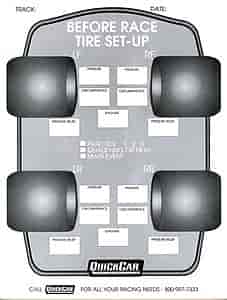 Pre-Race Tire Setup Forms 50 Sheets
