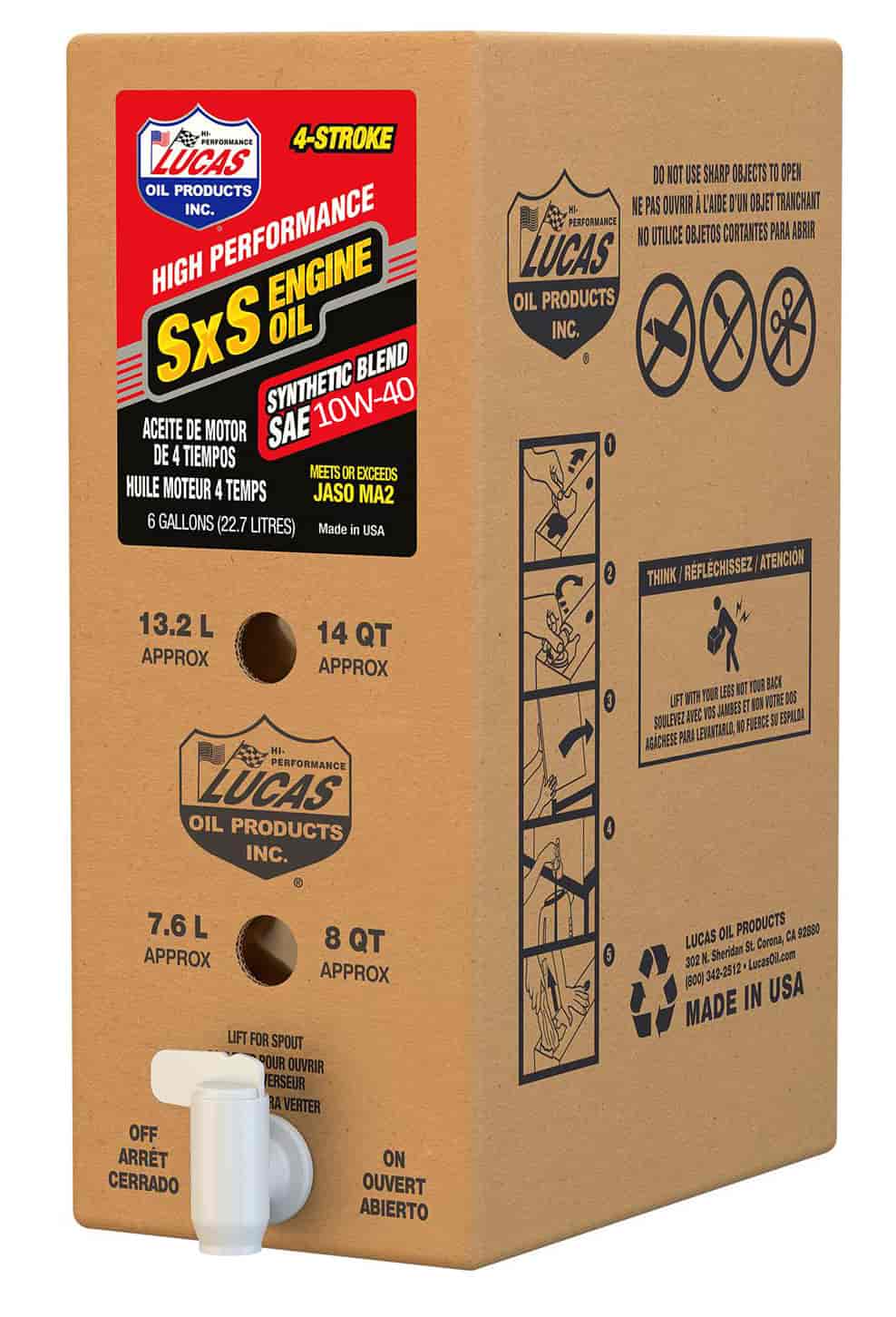 10W40 High-Performance Synthetic Blend SxS Engine Oil - 6 Gallon Bag In A Box