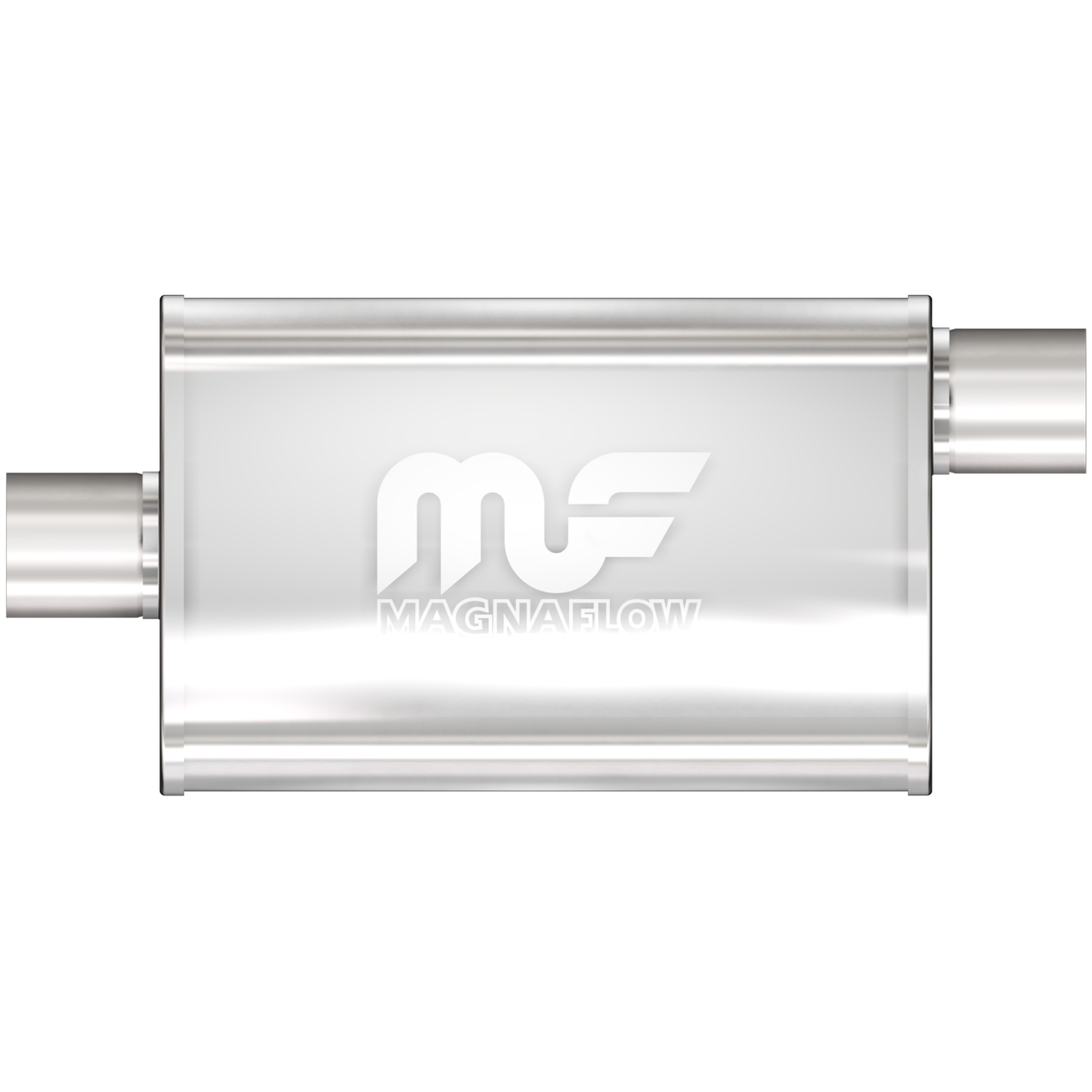 3.5" x 7" Oval Muffler Offset In/Center Out: 1.75" Body Length: 14" Overall Length: 20" Core Size: 2" Satin Finish