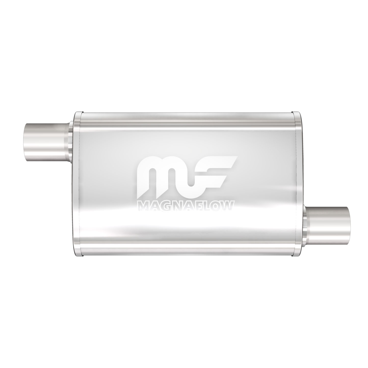 3.5" x 7" Oval Muffler Offset In/Offset Out: 1.75"/1.75" Body Length: 14" Overall Length: 20" Core Size: 2" Satin Finish