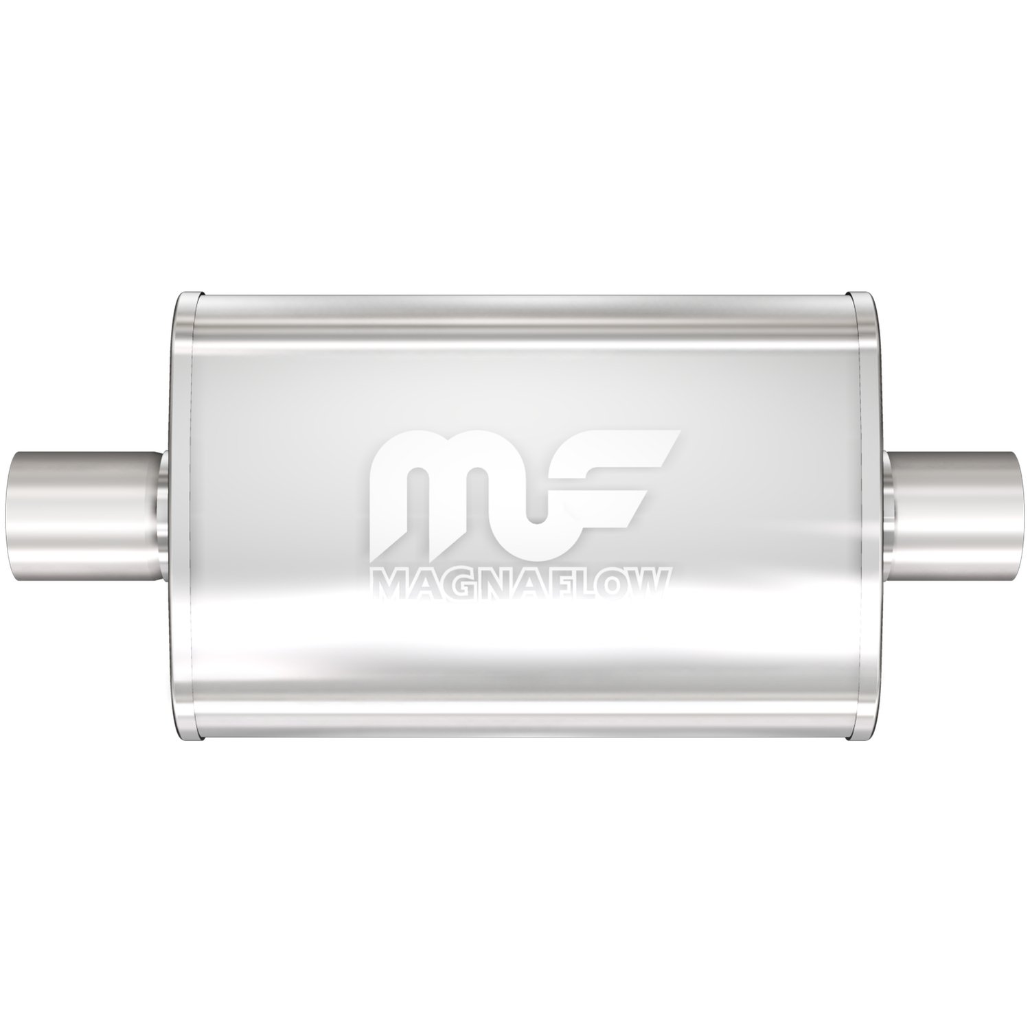 4" x 9" Oval Muffler Center In/Center Out: 2.25"/2.25" Body Length: 18" Overall Length: 24" Core Size: 2.5" Satin Finish