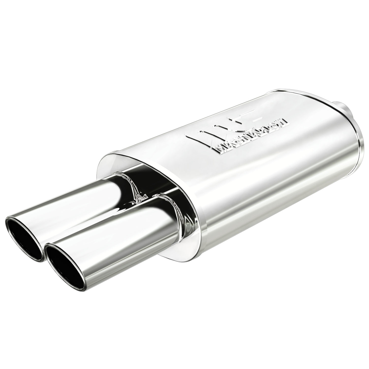 Street Series Universal Muffler With Dual Tips Inlet/Outlet: 2.25"/3.25" x 2.5"