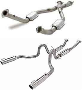 Complete Exhaust System with Catalytic Converters 1999-2004 Mustang Cobra with IRS (Independent Rear Suspension)