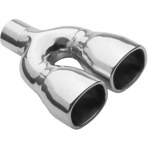 Polished Stainless Steel Weld-On Dual Exhaust Tips Inlet Inside Diameter: 2.25"