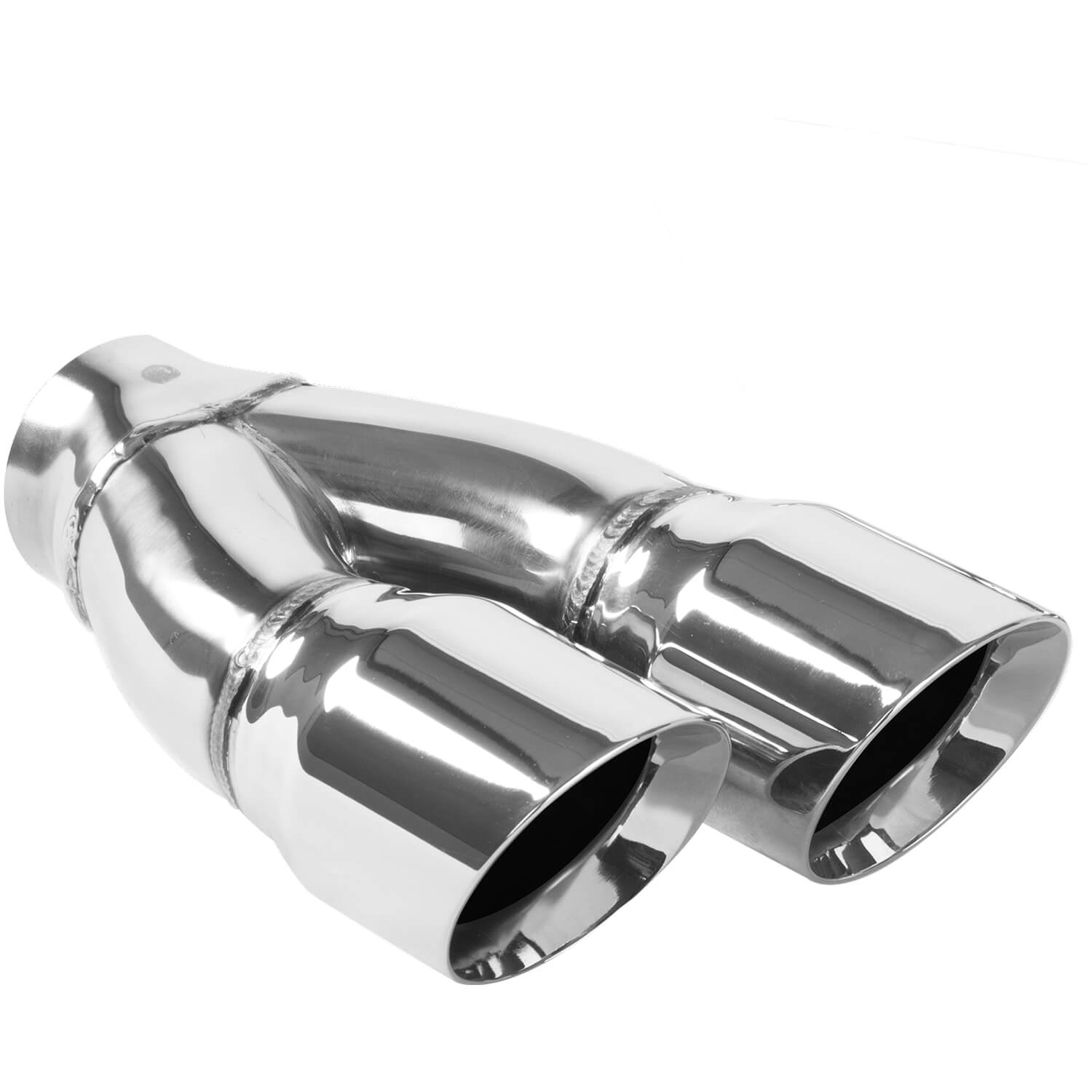 Polished Stainless Steel Weld-On Dual Exhaust Tip Inlet Inside Diameter: 2.25"