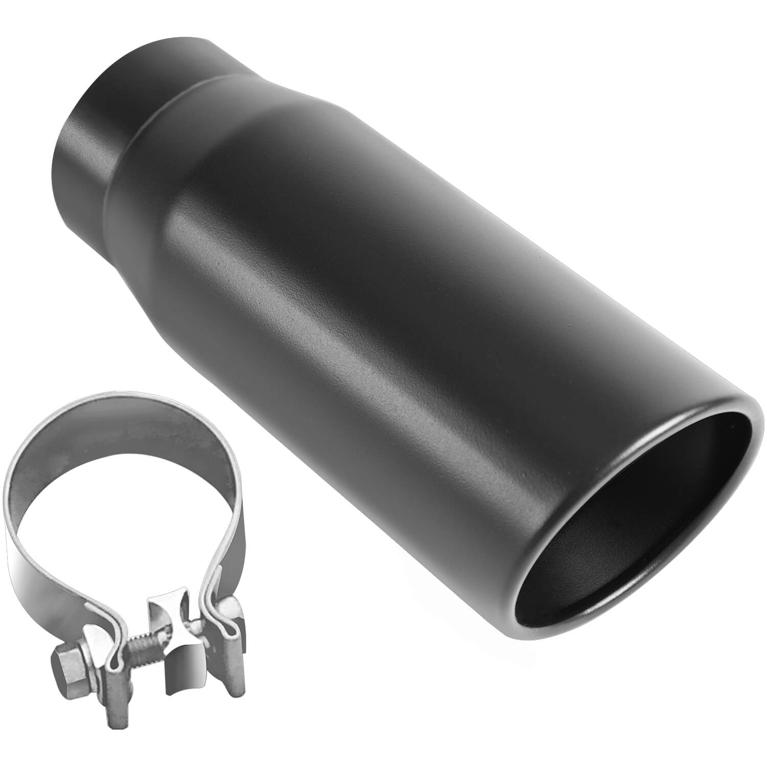 Polished Stainless Steel Clamp-On Single Exhaust Tip Inlet Inside Diameter: 3"