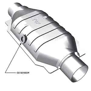 Oval Catalytic Converter 2.5" Inlet/Outlet Diameter 16" Overall Length 12" Body Length 7" Wide
