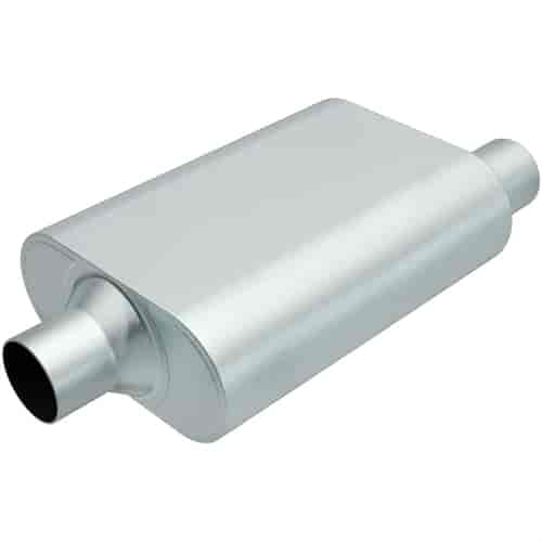 Rumble Chamber Muffler Center In/Offset Out: 3"/3" Body Length: 13" Overall Length: 19"