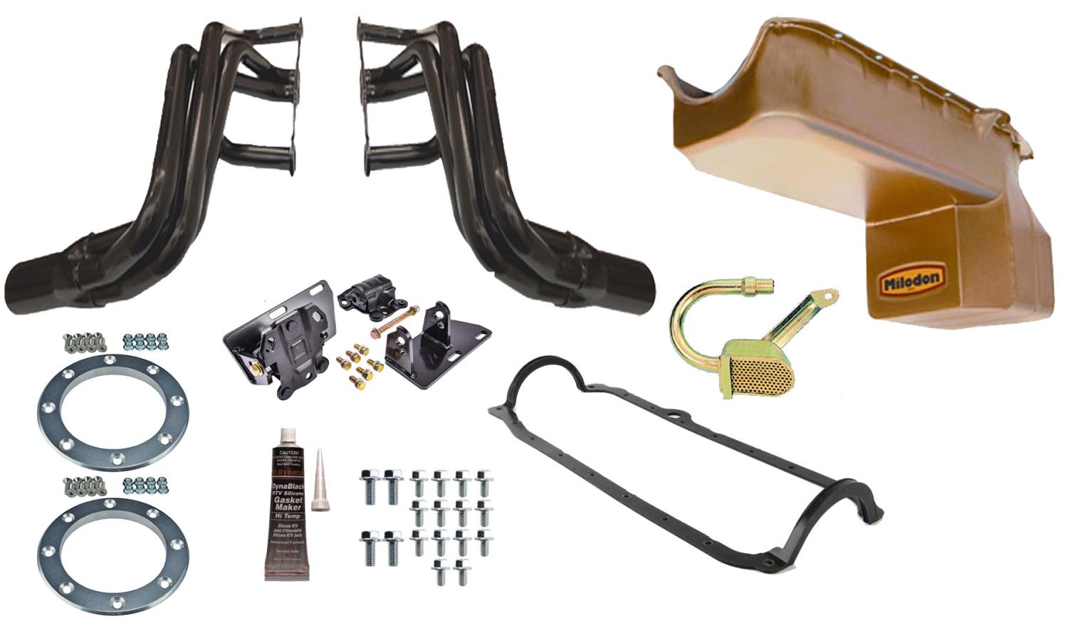 Forward Exit Conversion Header Kit 1994-2004 Chevy S-10 Truck - Standard Port Small Block Chevy