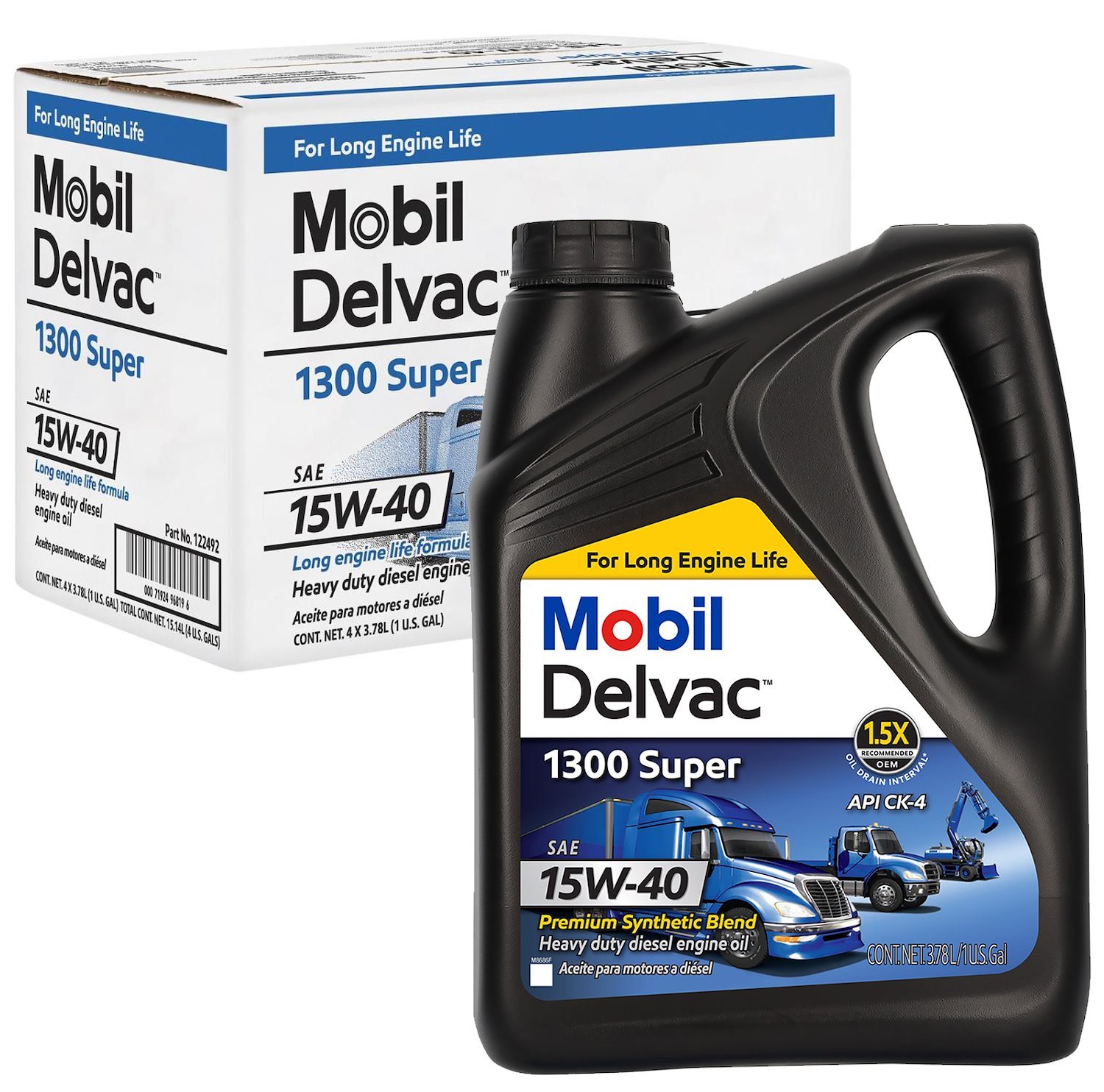 122492 Delvac 1300 Super 15W-40 Synthetic Blend Diesel Oil, 1-Gallon