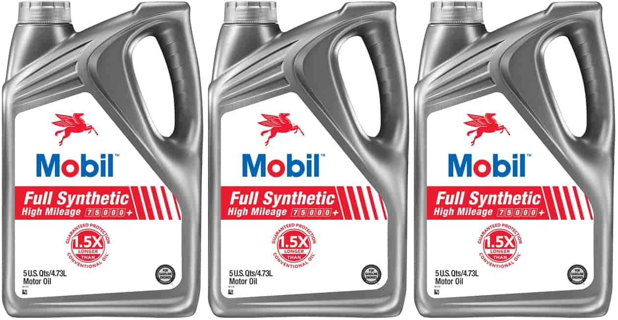 Mobil Full-Synthetic High-Mileage Engine Oil 5W20 (3) 5-Quart Jugs