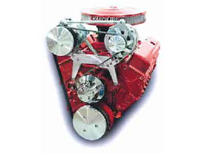Small Block Chevy Serpentine Drive Kit Includes Brackets and Pulleys for: Alternator, A/C, Water Pump