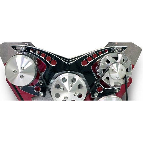Revolver Style Serpentine Drive Kit Small Block Chevy with Saginaw Style Power Steering Pump